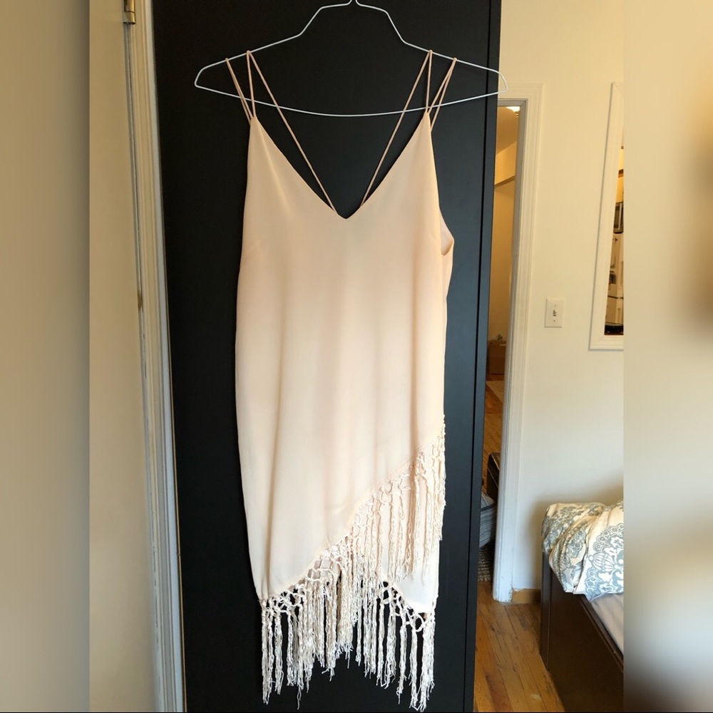 Anna Grace- pink fringe dress